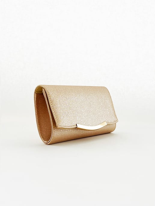 Glitter Envelope Clutch Bag in Champagne