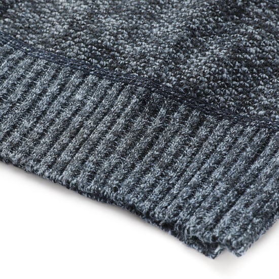 Men's Winter Transition Cardigan with Hood Lined Chunky Knit Hooded Warm Jacket Blue - Image 5