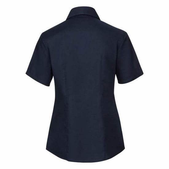 Russell Collection Ladies/Womens Short Sleeve Easy Care Oxford Shirt (Bright Navy) - Image 2