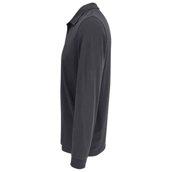 SOLS Unisex Adult Prime Pique Long-Sleeved Polo Shirt (Dark Grey) - Image 2