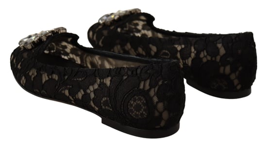 Zapatos Mocasines de Encaje Cristal Negro Taormina para Mujer de Dolce & Gabbana - Image 2