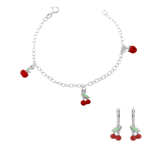 Orphelia 'Apple' Child's 925 Sterling Silver Set: Bracelet + Earrings - Silver SET-7149/2 - Image 1