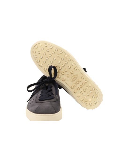 Tod‘s Perforated Detail Lace Up Sneakers in Blue Suede