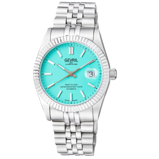 Gevril Men's Automatic West Village Sellita SW200, Swiss Automatic Movement Tiffany Sunray Dial Watch