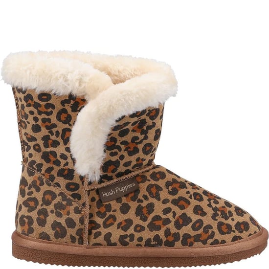 Hush Puppies Girls Ashlynn Leopard Print Suede Slippers (Leopard) - Image 4