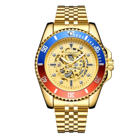 Hand Assembled Anthony James Limited Edition Skeleton Sports Automatic Gold