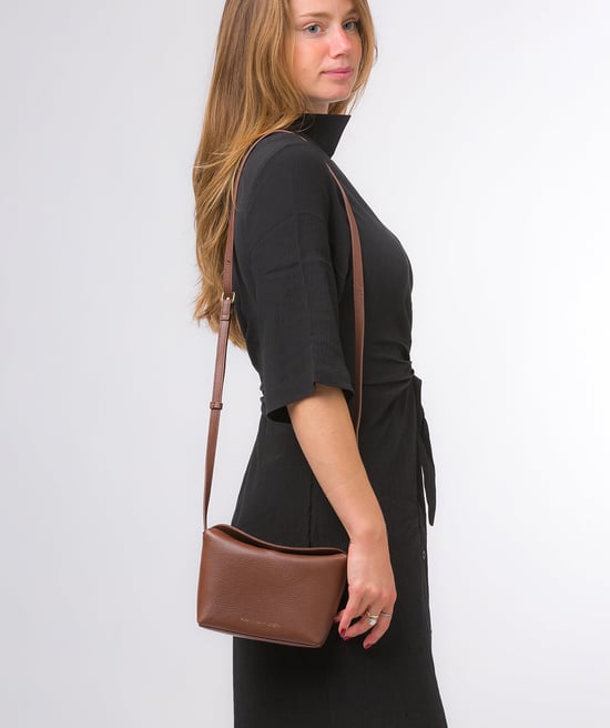 'Lolo' Dark Tan Nappa Leather Cross Body Bag