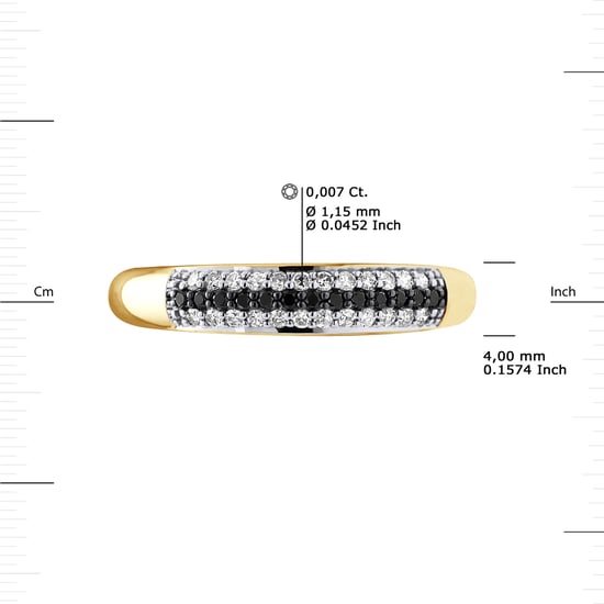 DIADEMA - Ring - Prestige Diamonds White and Black - Yellow Gold