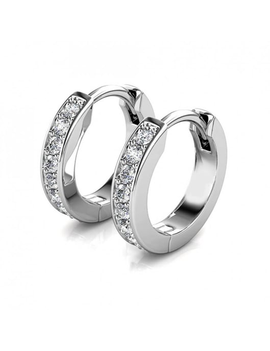 Pendientes de aro circulares - Plata y cristal - Image 4