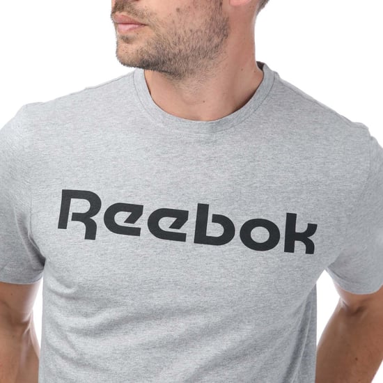 Men's Reebok Graphic Series Linear Logo T-Shirt in Grey Heather