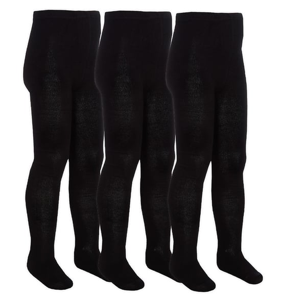 Paquete de 3 pares de medias escolares de bambú para niñas en negro, gris, blanco y azul marino - Negro - Image 1