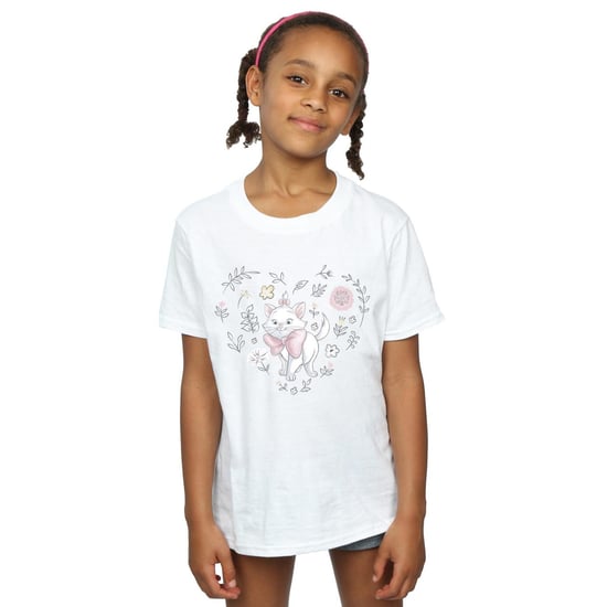Disney Girls The Aristocats Marie Heart Cotton T-Shirt (White)