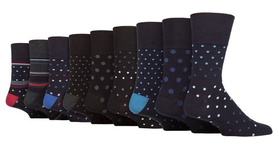 Paquete de 9 calcetines de bambú para hombre | Gentle Grip | Extra Wide Loose Top Non Elastic Socks - SOMRM101106 - Image 1