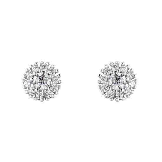 Amor ear studs for ladies, 925 Sterling silver, zirconia synth., glass - Image 2