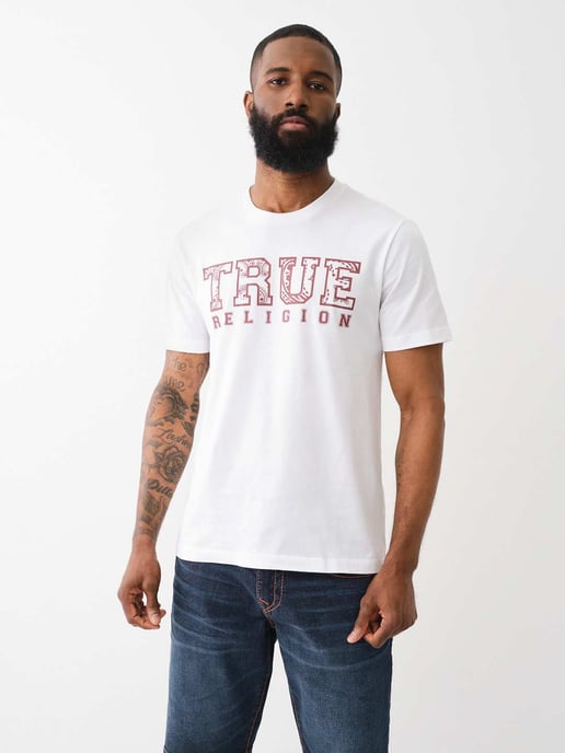Short Sleeve Paisley Flock Tee in White