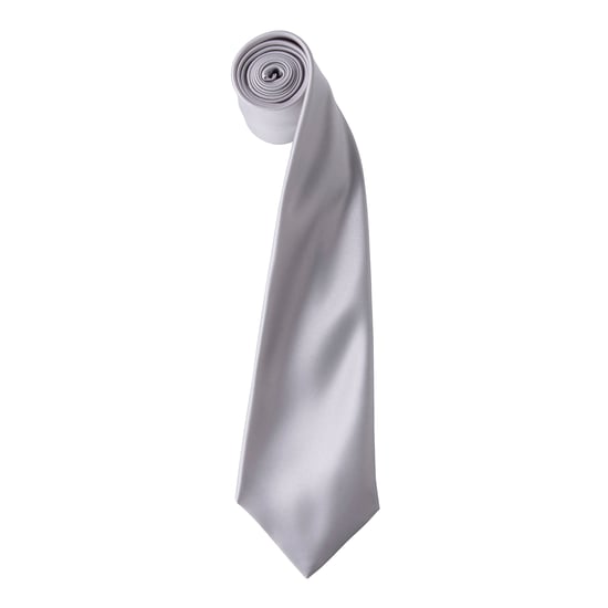 Premier Mens Plain Satin Tie (Narrow Blade) (Silver Grey) - Image 1