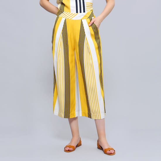 Stripe print fold capri pants - Image 1