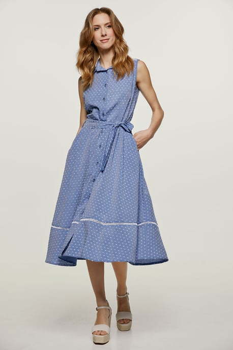 Vestido con detalle de botones y lunares índigo - Image 6