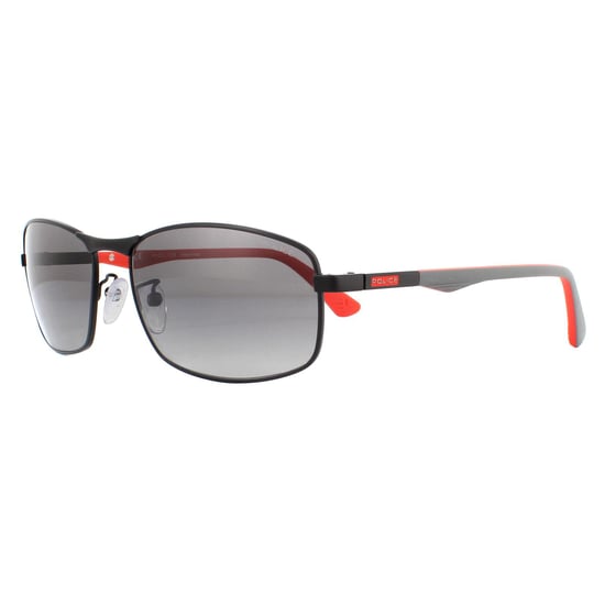 Police Sunglasses Brooklyn 8 SPL530 531Z Semi Matte Black Red Grey Gradient Polarized