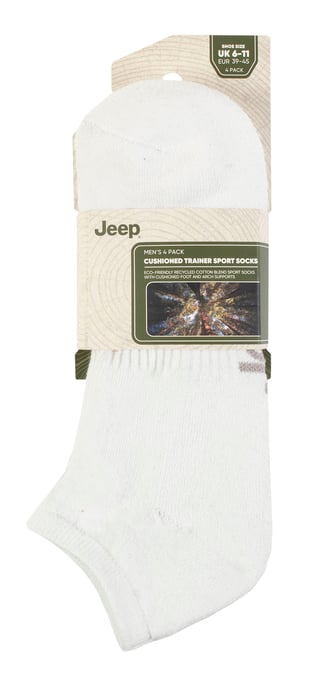 Calcetines de entrenamiento acolchados para hombre | Jeep | Pack de 4 calcetines bajos acolchados y transpirables - Blanco - Image 2