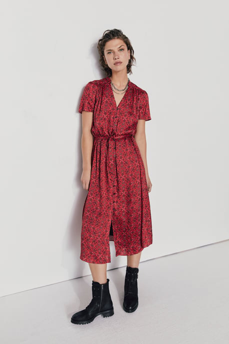 Bandana Print Long Sleeve Dress