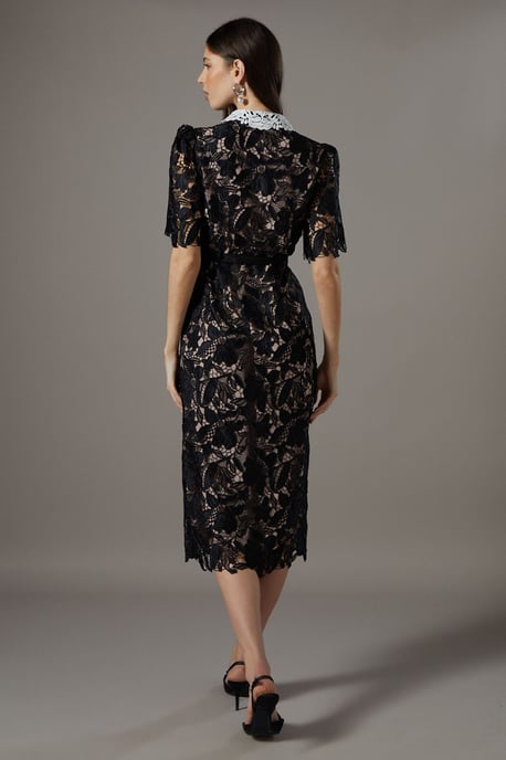 Lace Shirt Dress Contrast Colour