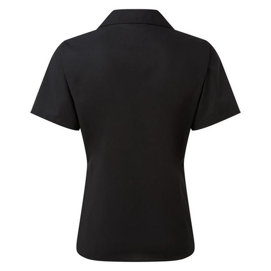 Premier Short Sleeve Poplin Blouse / Plain Work Shirt (Black) - Image 2