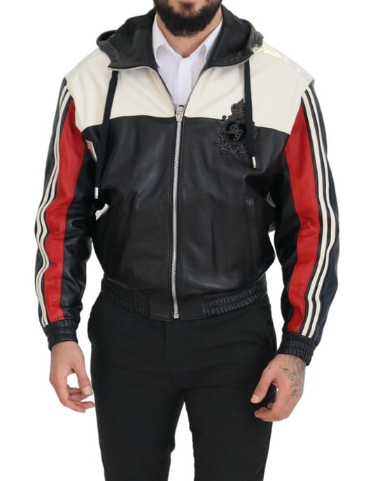 Chaqueta de hombre Blouson con capucha de cuero negro Dolce & Gabbana - Image 2