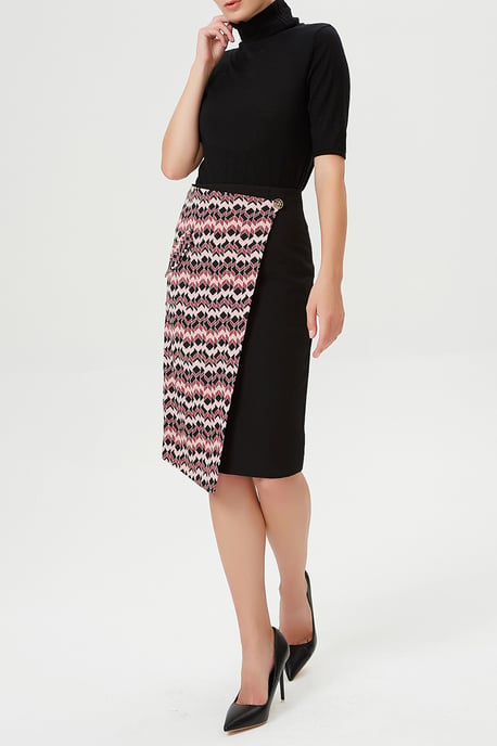 Asymmetrical bi-material skirt with front panel - Image 5