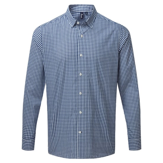 Premier Mens Maxton Check Long Sleeve Shirt (Navy/White) - Image 1