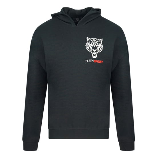 Plein Sport Block Tiger Logo On Chest Black Hoodie