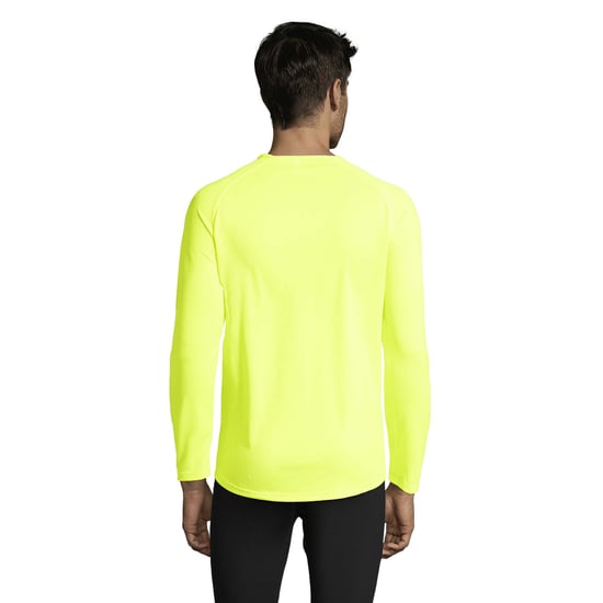 SOLS Mens Long-Sleeved Sports T-Shirt (Neon Yellow) - Image 2