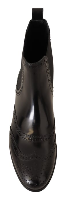 Botines planas de cuero negro Dolce Gabbana hasta el tobillo. - Image 5