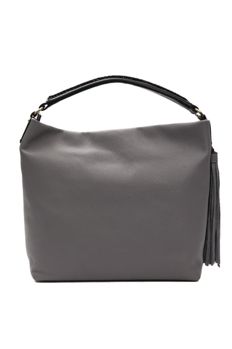 Bolso de Hombro de Cuero Gris para Mujer Pompei Donatella - Image 3