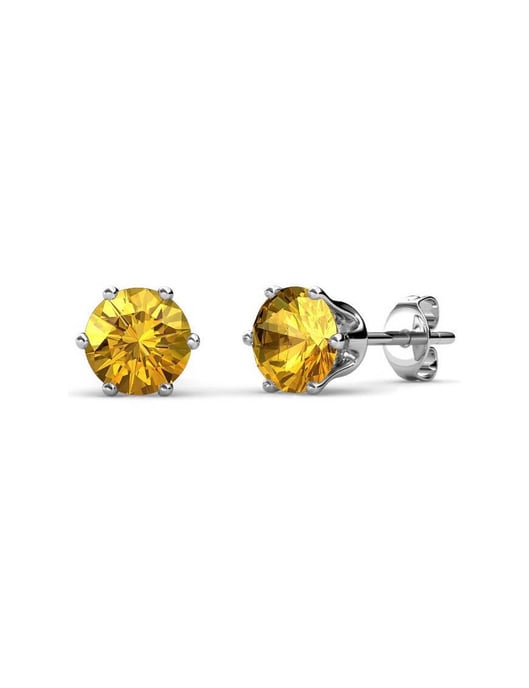 Pendientes de noviembre con piedra de nacimiento - Plata y amarillo - Image 1