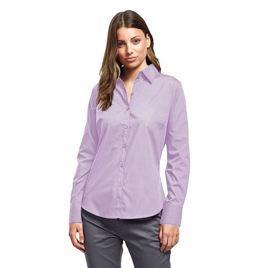 Premier Womens/Ladies Poplin Long-Sleeved Blouse (Lilac) - Image 3