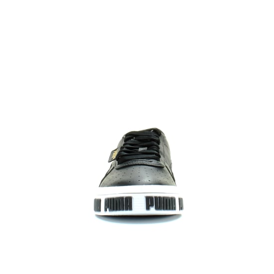 Puma Cali Bold Metallic Black Gold Leather Lace Up Womens Trainers 371207 02