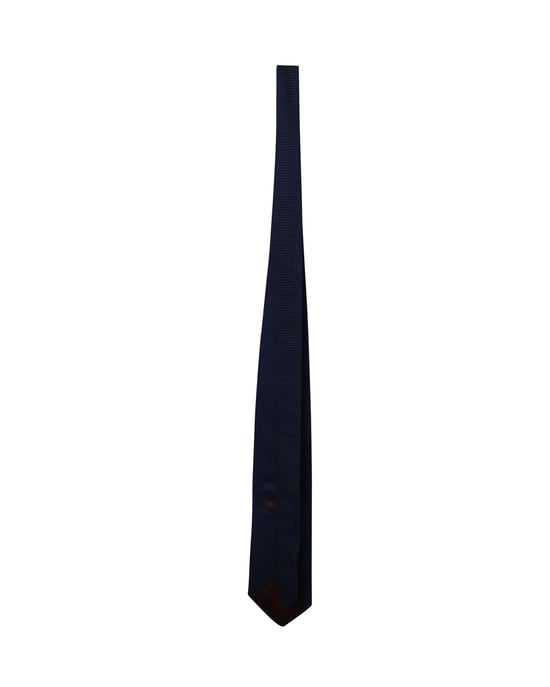 Mulberry Window Pane Print Tie in Navy Blue Silk - Image 2