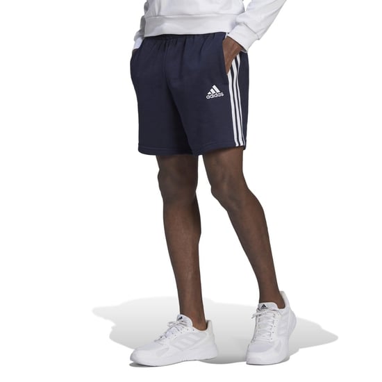 Men's adidas Essentials Frech Terry 3-Stripes Short in Navy - Image 3