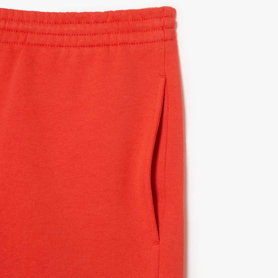 Men's Lacoste Regular Fit Fleece Shorts in Orange