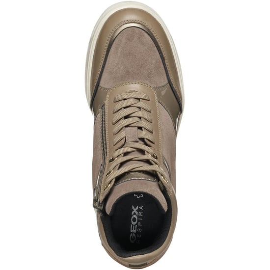 Geox D Maurica Leather Women's Dark Taupe Trainers - Image 4