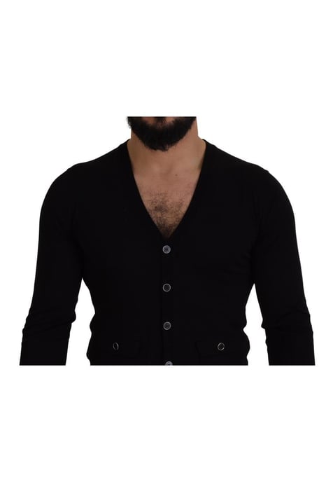 Suéter de punto negro de lana para hombre de Dolce & Gabbana - Image 3
