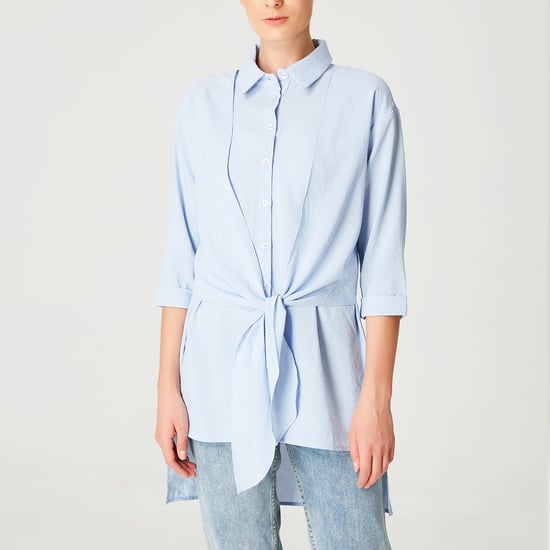 Long shirt with knotted panels in front - Image 3