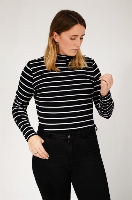 High Neck Striped Jersey Top