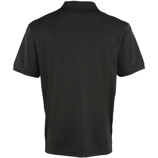 Premier Mens Coolchecker Pique Short Sleeve Polo T-Shirt (Black) - Image 2