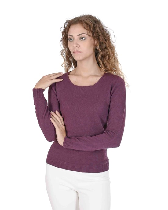 Crown Of Edinburgh Cashmere Womens Square Neck Sweater Coe 0024 Burgundy