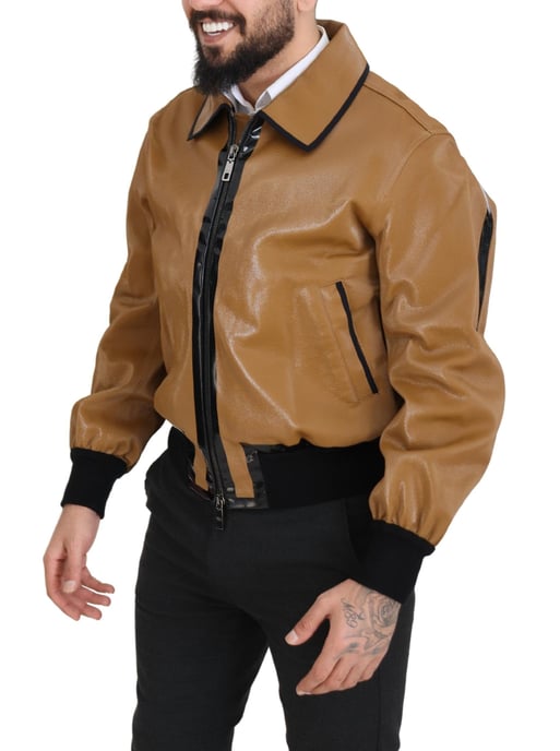 Chaqueta Blouson de Algodón Oscuro Camel de Dolce & Gabbana para Hombre con Cierre Completo - Image 6