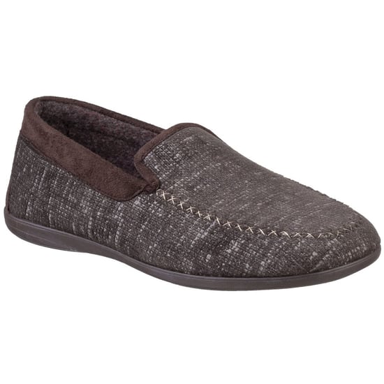 Cotswold Mens Stanley Moc Toe Full Slipper (Brown)