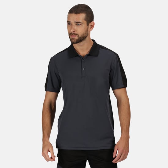 Regatta Mens Contrast Coolweave Polo Shirt (Seal Grey/Black)
