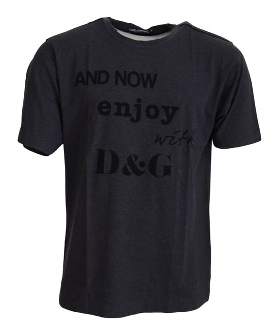 Camiseta de algodón gris de cuello redondo y manga corta para hombre de Dolce & Gabbana - Image 1